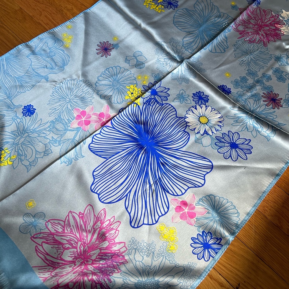 100% Silk Floral Scarf from China